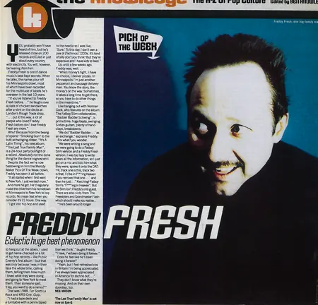 Magazine feature on Freddy Fresh