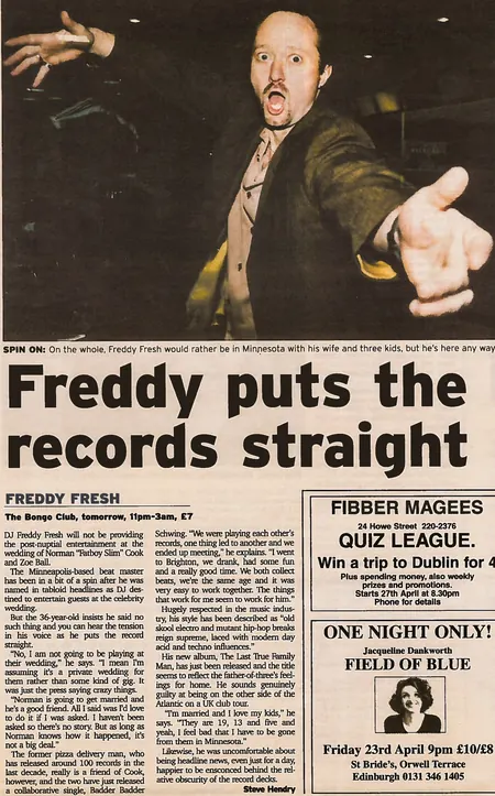 Freddy puts the records straight, newspaper article