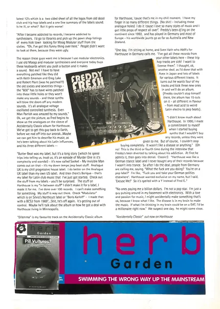 Magazine feature on Freddy Fresh