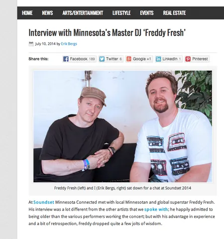 Interview with Minnesota's Master DJ Freddy Fresh, web article