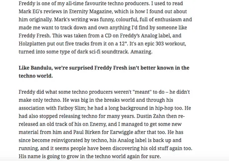 Article text about Freddy Fresh