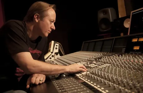 Freddy Fresh at a studio mixing desk